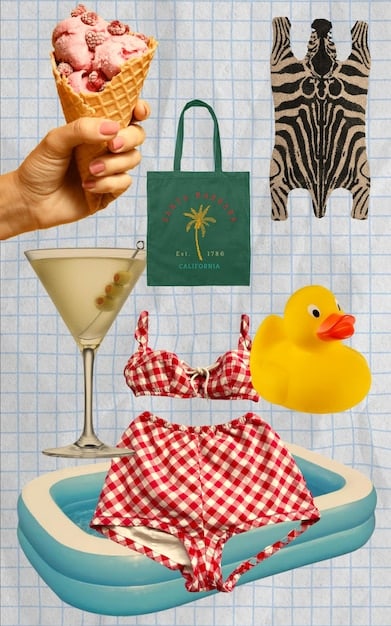 A collage of vintage-inspired swimsuits from Shein, featuring high-waisted bottoms, polka dots, and retro floral prints.