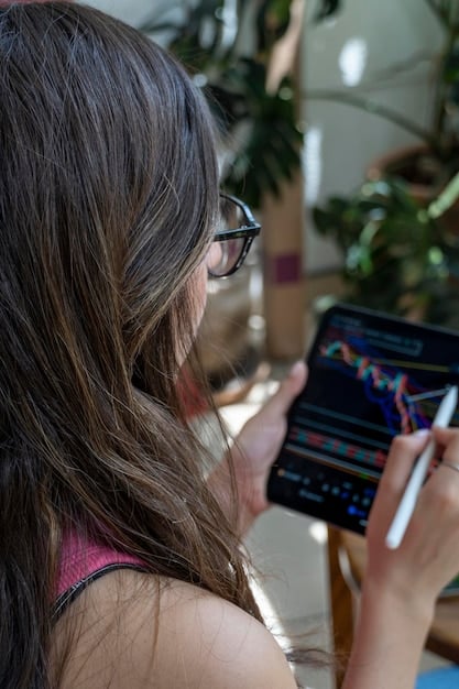 A brand manager looking perplexed at a smartphone displaying a trending TikTok video, surrounded by data charts indicating declining engagement, symbolizing challenges in trend adaptation.