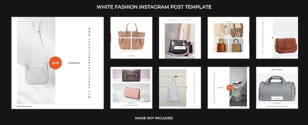 A multi-slide Instagram carousel showing different angles of a stylish, minimalist handbag, with each slide highlighting a specific feature like the interior lining, hardware details, and how it looks when worn.