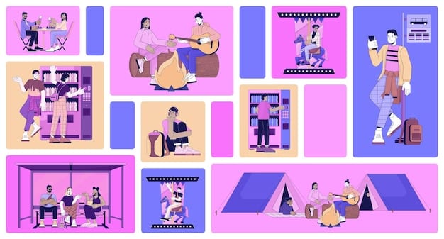 A digital storyboard illustrating a sequence of Instagram Reel shots, showing different camera angles, text overlays, and sound cues for a cohesive narrative.
