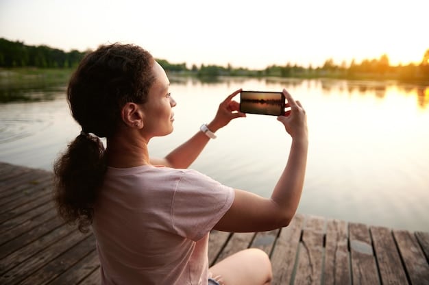 A person using a smartphone to film an aesthetically pleasing Instagram Reel, focusing on a well-composed shot of a lifestyle product with soft, natural lighting.