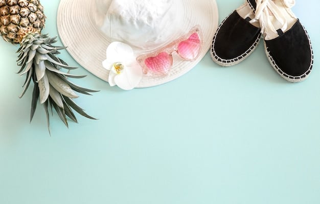 A vibrant flat lay of new spring clothing items from Shein, including floral dresses, pastel tops, and light accessories, arranged neatly on a pastel background with decorative elements.