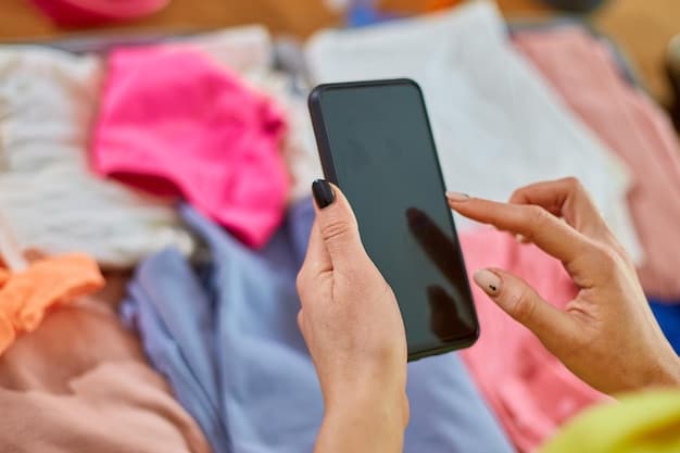 A close-up of a smartphone screen displaying various fashion resale apps open, with a finger scrolling through listings of trendy, affordable clothing items, possibly including Shein pieces.