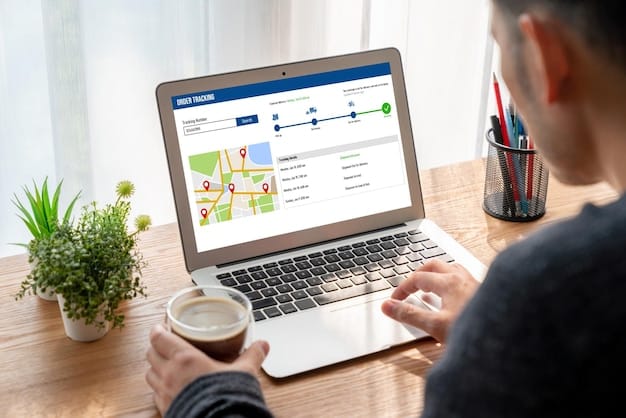 A close-up of a delivery tracking website on a laptop screen, showing real-time updates and a progress bar nearing completion.