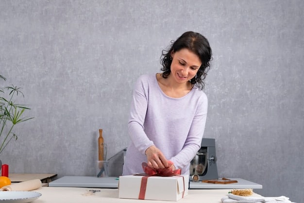 A person happily unwrapping a Temu package, with a 