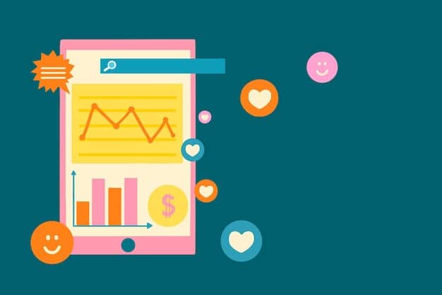 A data visualization graph showing an upward trending line for Instagram engagement, with icons representing likes, comments, and shares.