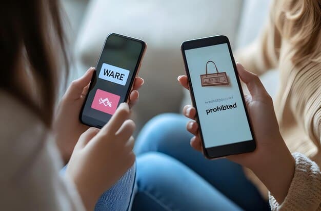A consumer meticulously scrolling through their phone, comparing two similar products on different e-commerce platforms, one listing at a suspiciously low price. The screen shows Temu interface.