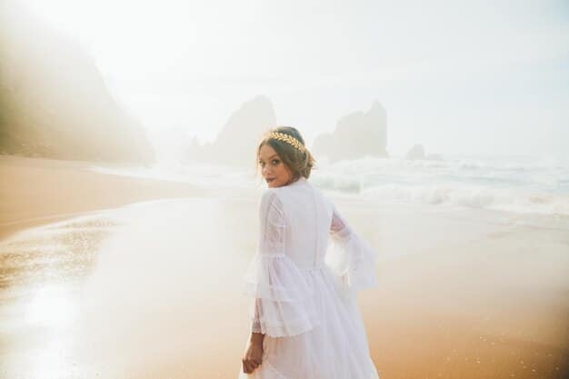 A person on a beach wearing a simple white dress layered with a light, flowing kimono. The background is sunny, and the overall impression is ease and stylish sun protection. The image should reflect principles from The 2025 Guide to Layering: Mastering the Art of Seasonal Dressing.
