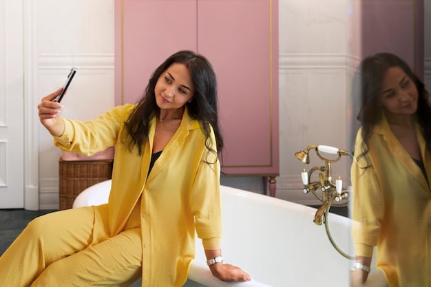 A close-up shot of a fashion influencer interacting with her followers during a live Q&A session on Instagram. She's answering questions about her favorite sustainable fashion brands and providing styling tips. The Future of Fashion Influencing: What US Creators Need to Know for 2025 and Beyond emphasizes building communities.