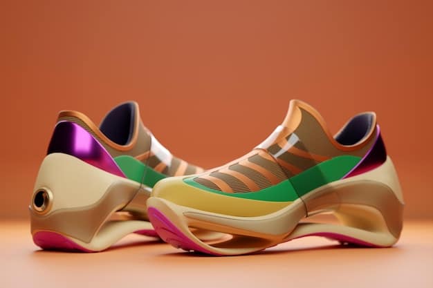 A pair of hybrid sneakers blending elements of chunky and streamlined designs. The color scheme is neutral, and the setting is a minimalist studio demonstrating the versatility of the shoes. Are chunky sneakers still trending in 2025, or is there a new shoe style dominating? is implied with the focus on the hybrid style.