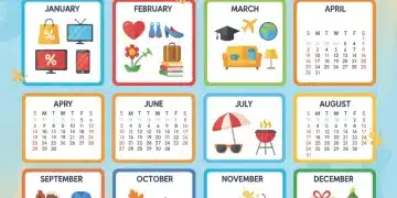 2026 seasonal shopping calendar with savings icons