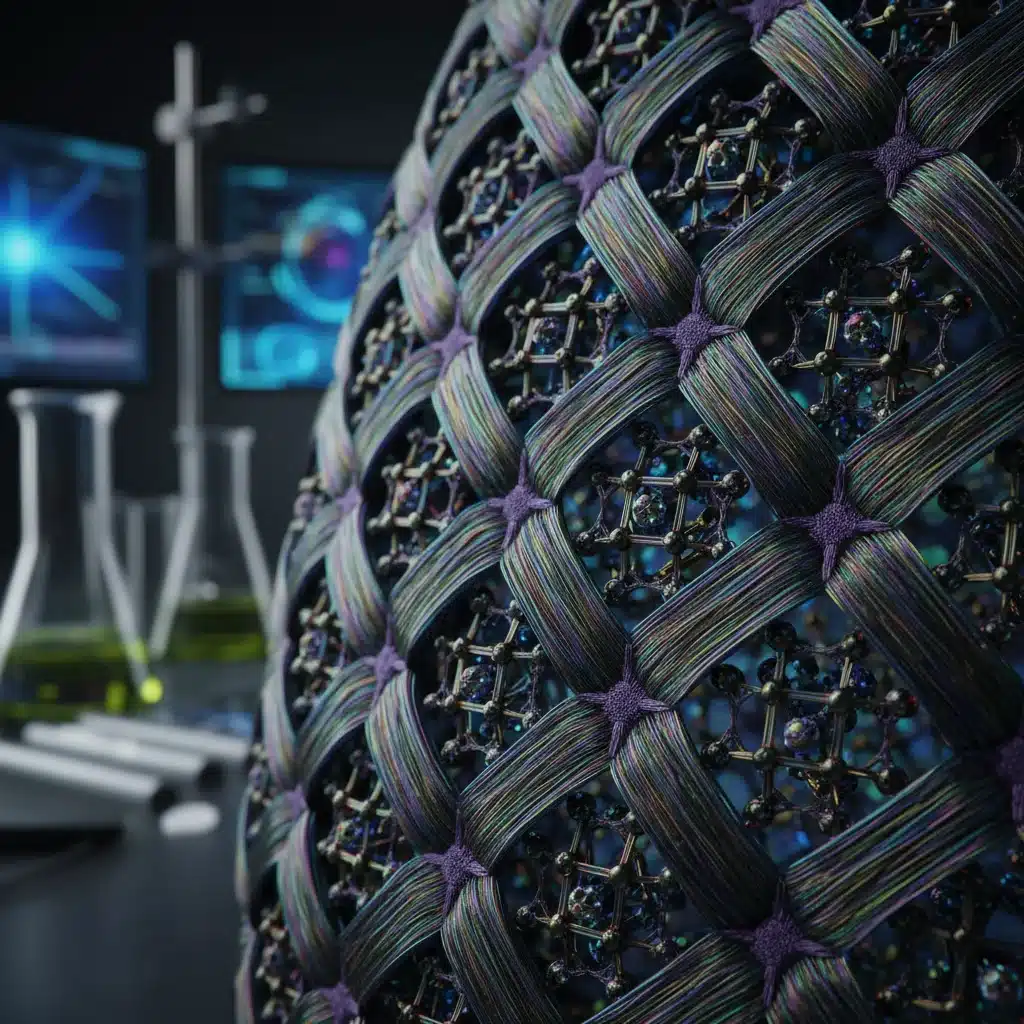Close-up of advanced iridescent fabric with engineered fibers