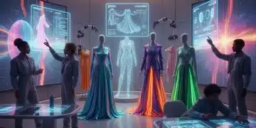 AI in fashion design studio with holographic interfaces
