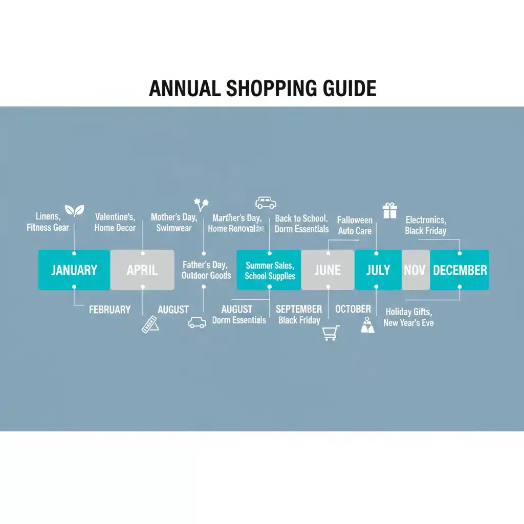 Infographic showing best buying times for various products