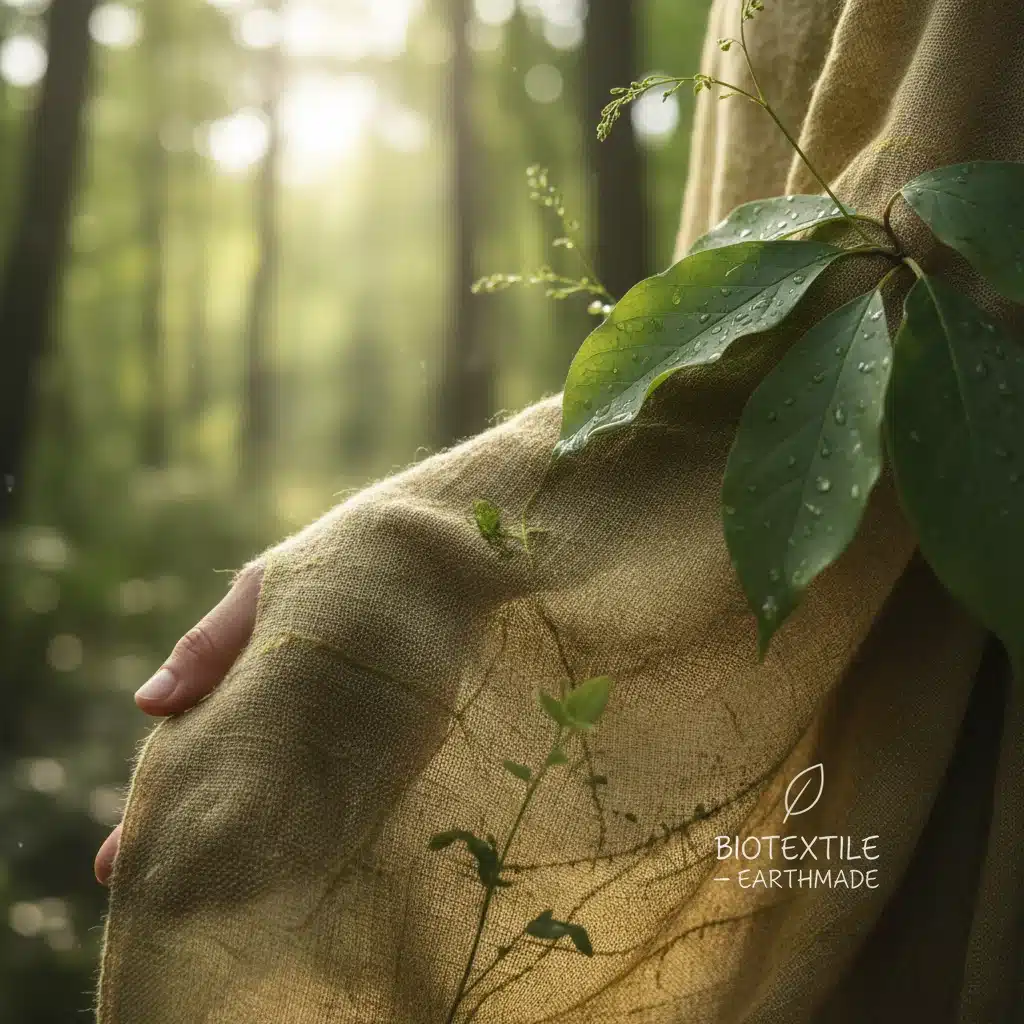 Hand touching soft, breathable biodegradable plant-based fabric