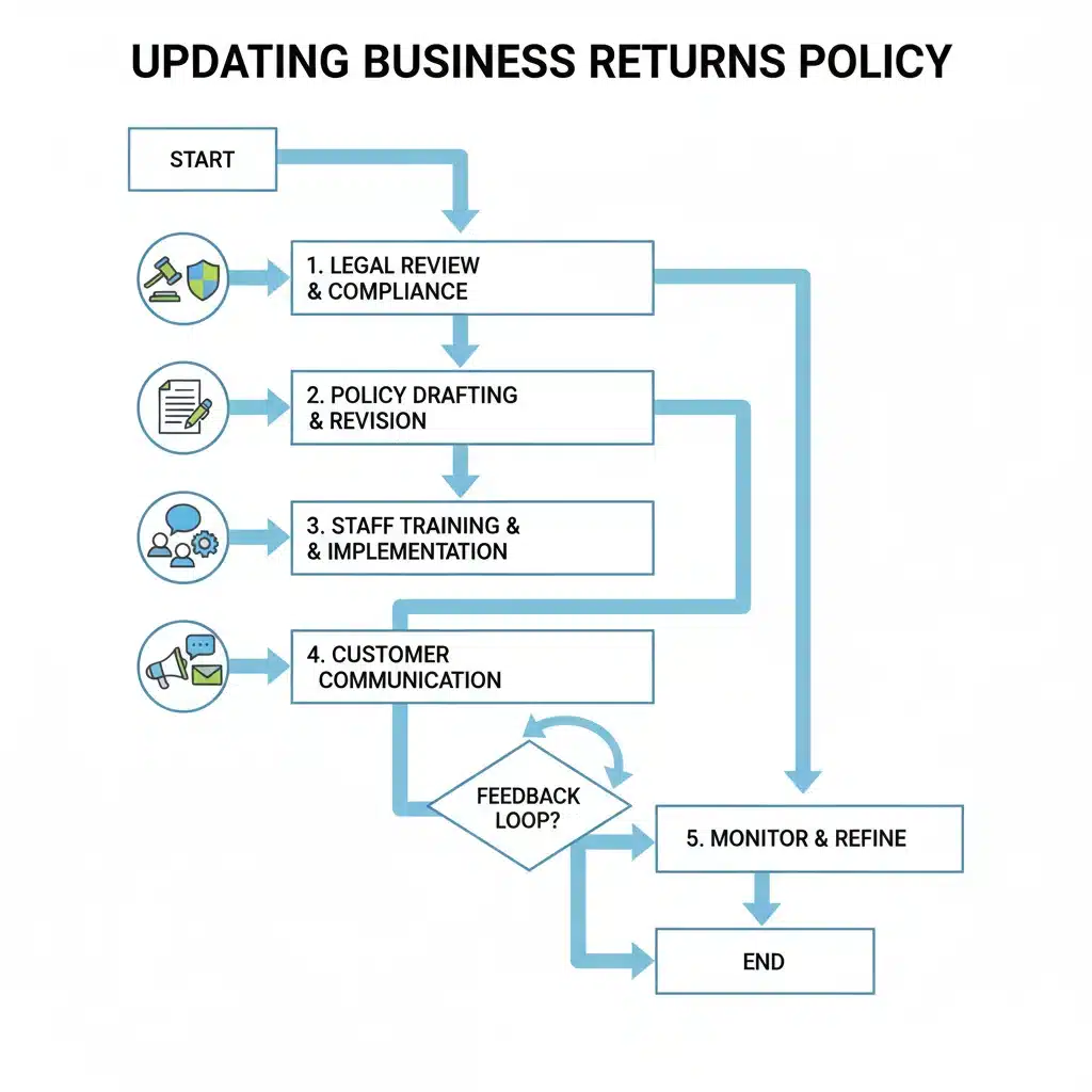 Flowchart illustrating steps for businesses to adapt to new return policy regulations.