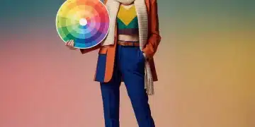 Mastering Color Theory: Elevate Your 2026 Personal Style with Perfect Hues Woman demonstrating perfect color harmony in her outfit, holding a color wheel.