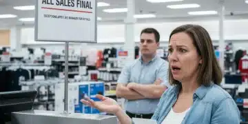 Decoding Return Policies: 6 Critical Questions Before Every Major US Purchase Confused shopper examining a complex return policy sign
