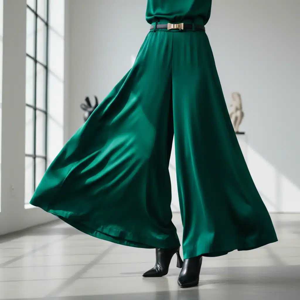 Fashionable individual sporting dramatic wide-leg trousers with elegant boots