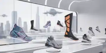 Futuristic footwear display showcasing diverse 2026 shoe styles