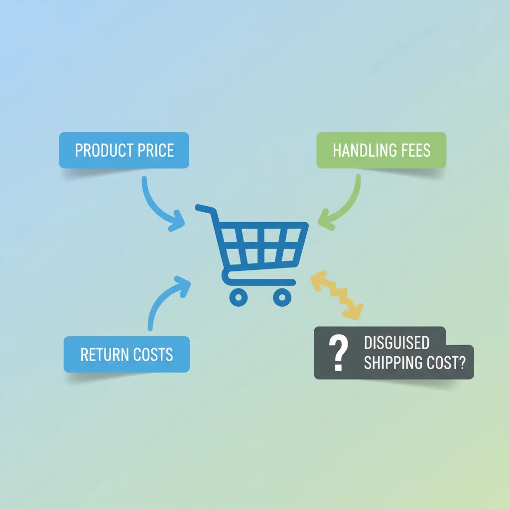 Illustration of hidden costs embedded in product price due to 'free shipping'