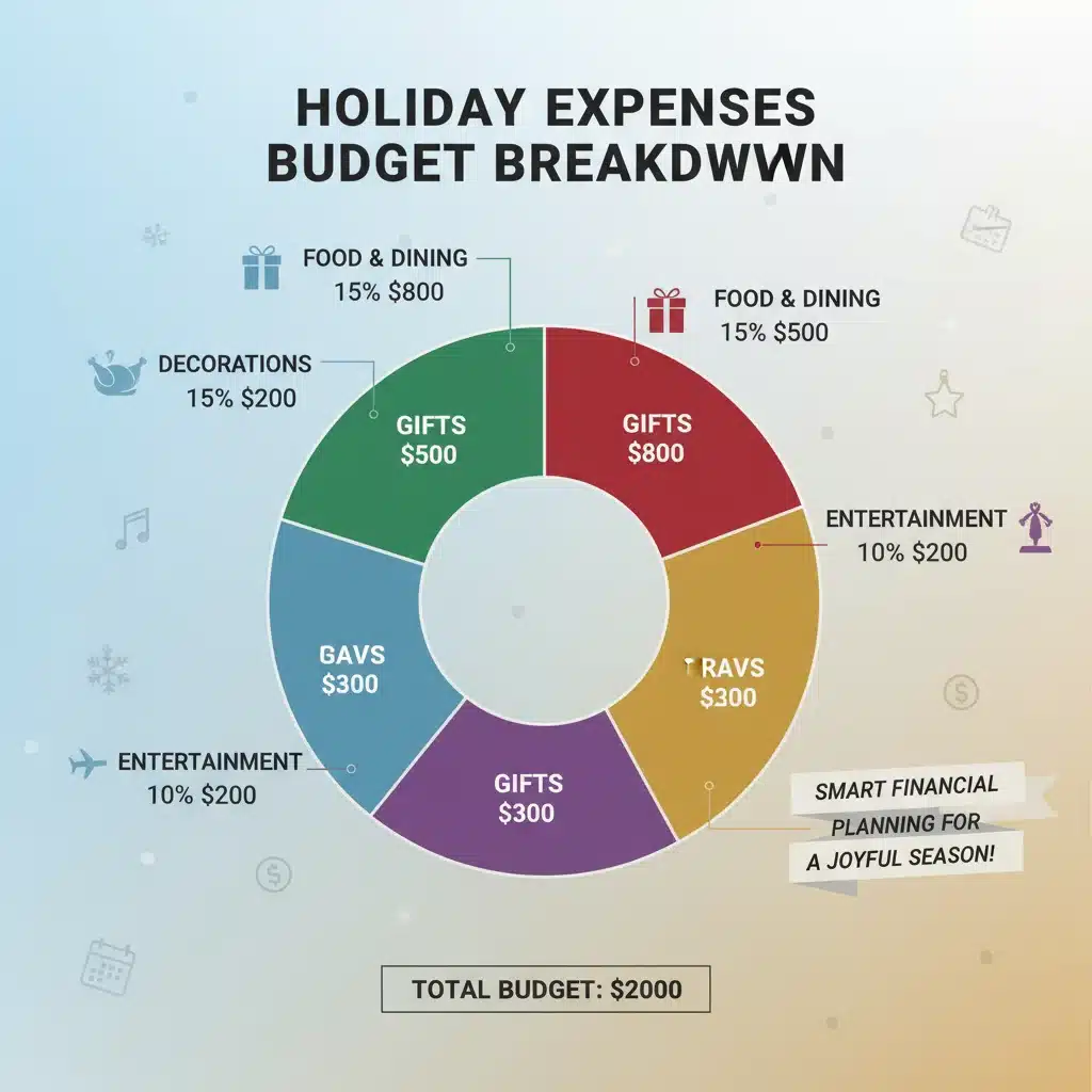 Holiday budget breakdown graphic with percentages