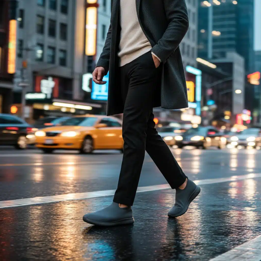 Minimalist sneakers on urban street, blending comfort and style