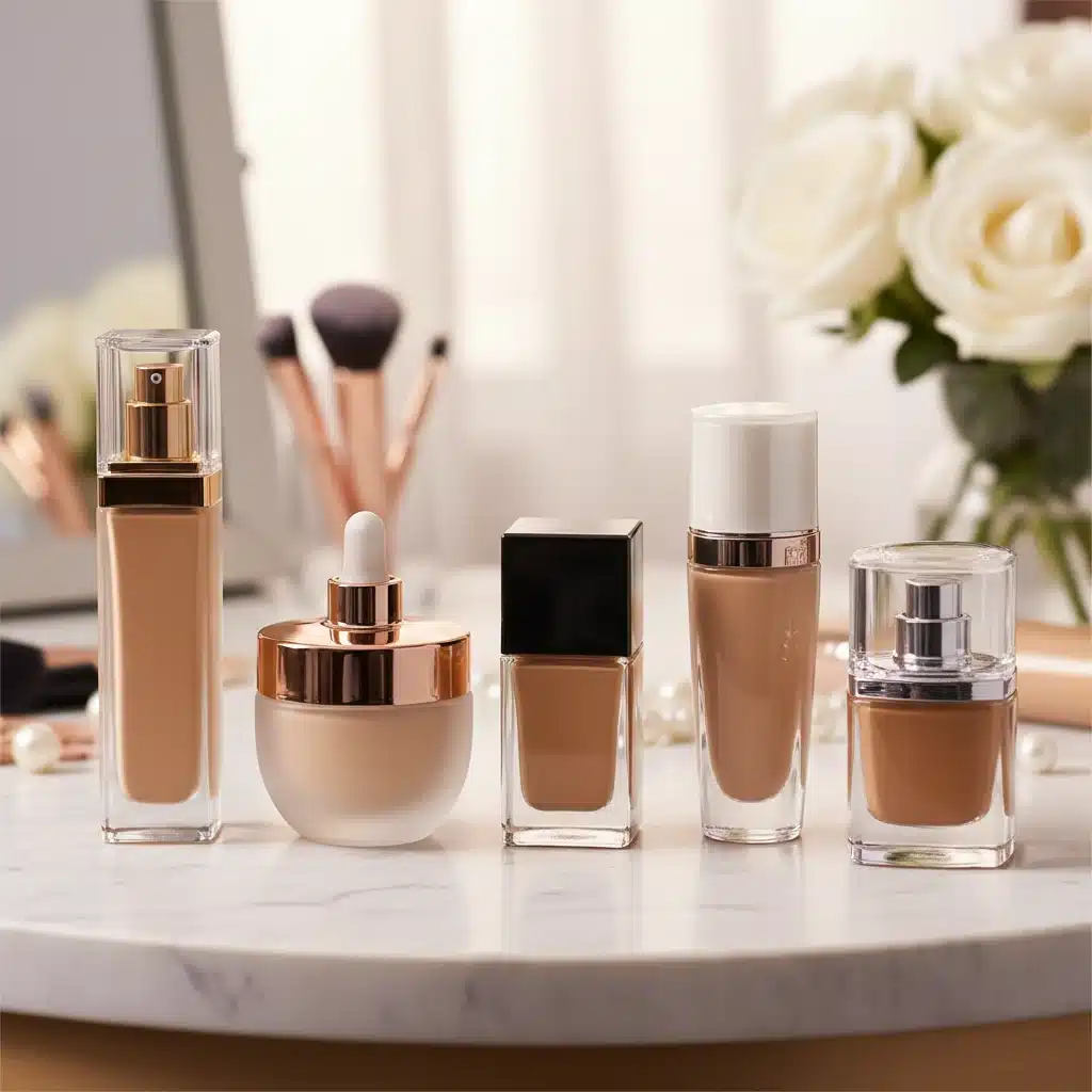 Elegant collection of five new foundation bottles