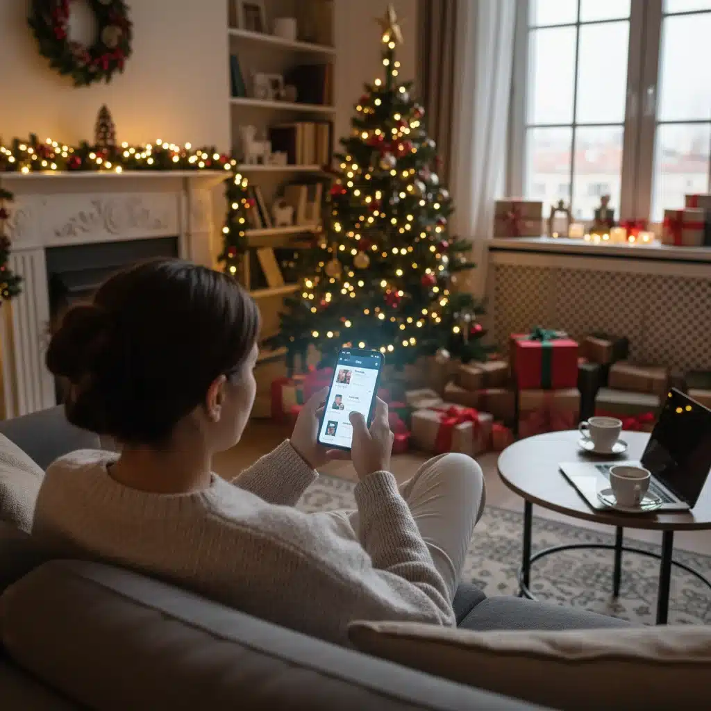 Person comparing prices online for holiday deals