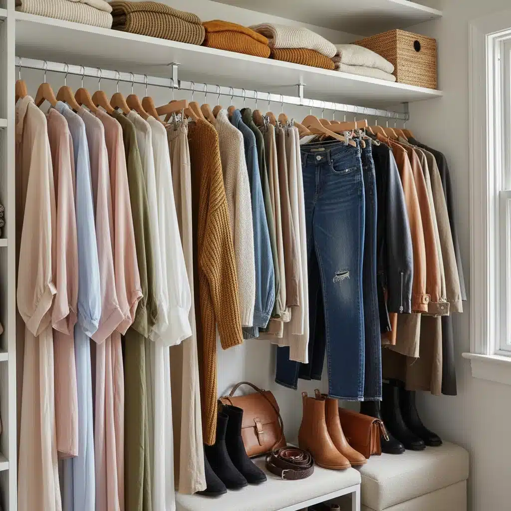 Organized closet with versatile spring and fall clothing