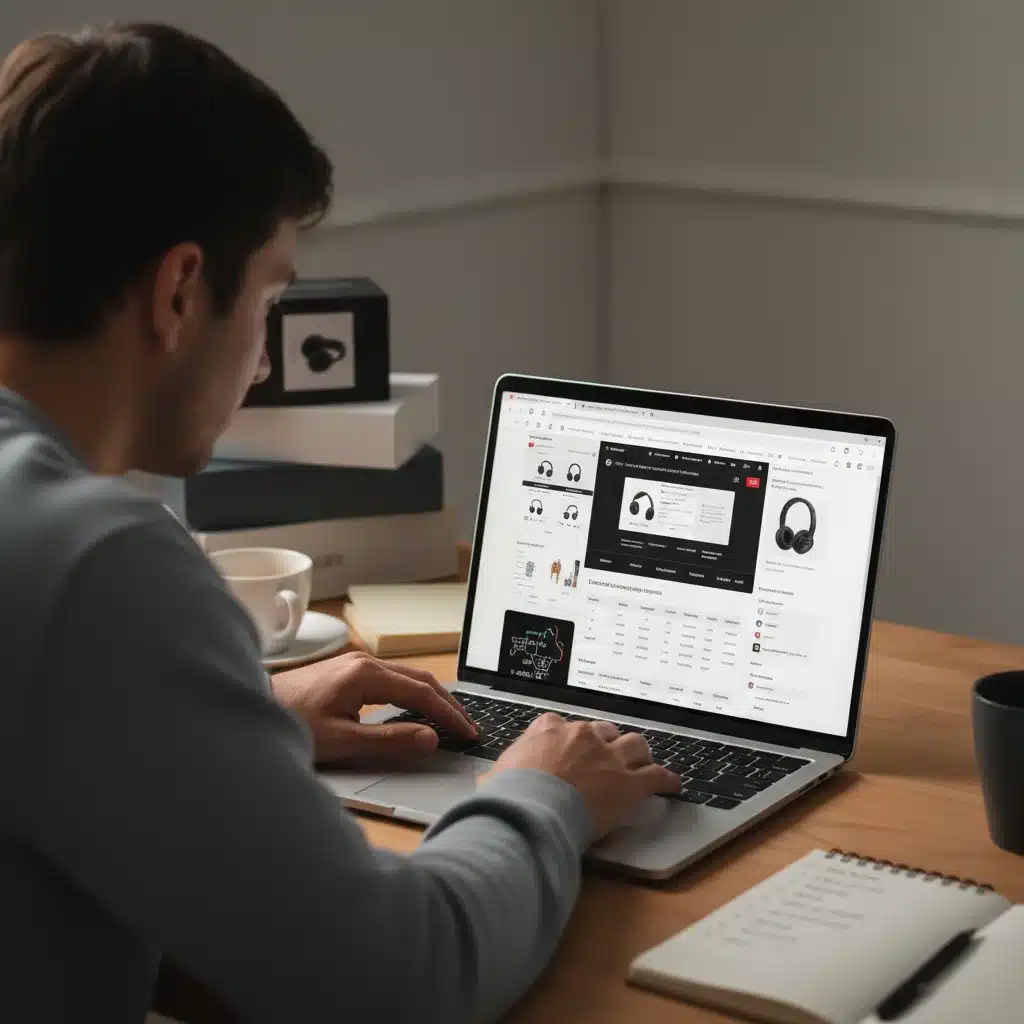 Person researching product comparisons on laptop for smart online shopping.