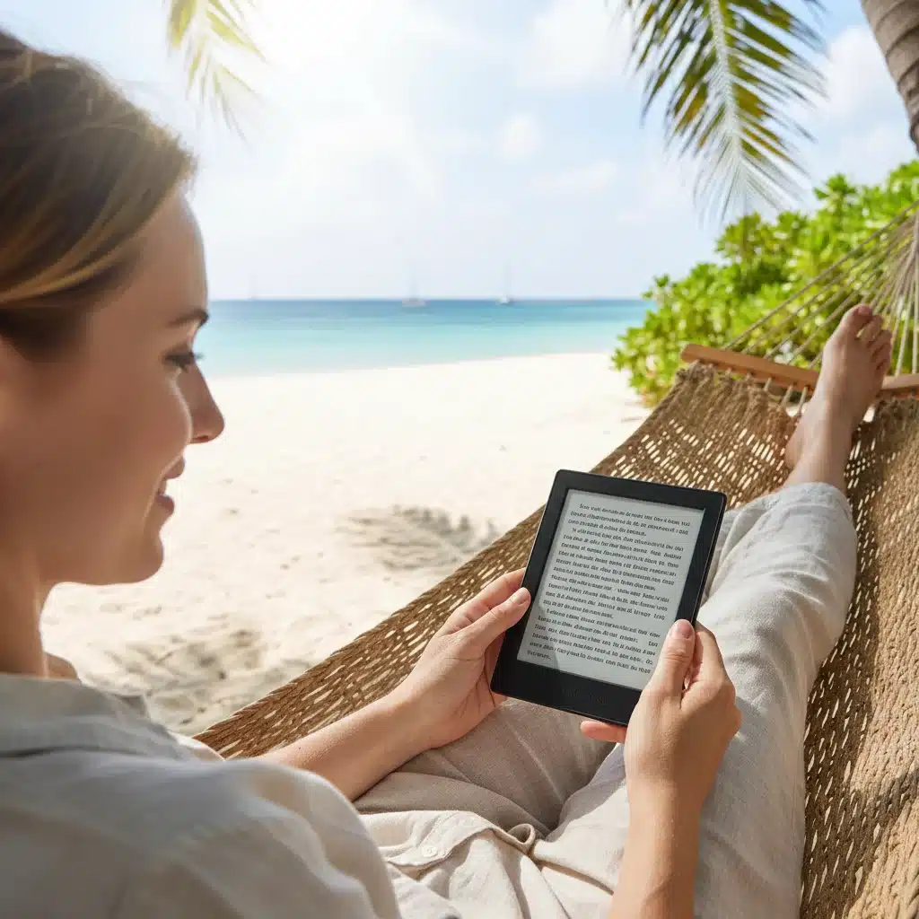 Person reading e-reader outdoors in sunlight