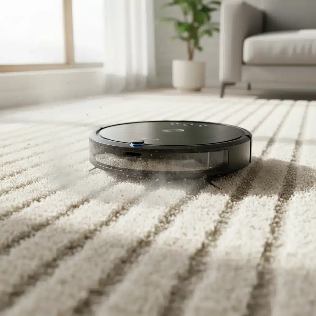 Robot vacuum powerful suction on carpet