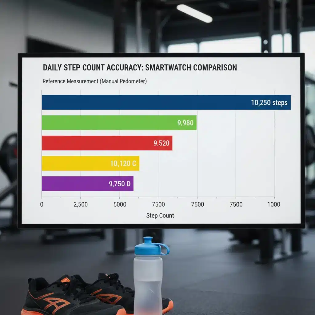 Comparison chart of smartwatch fitness tracking data accuracy
