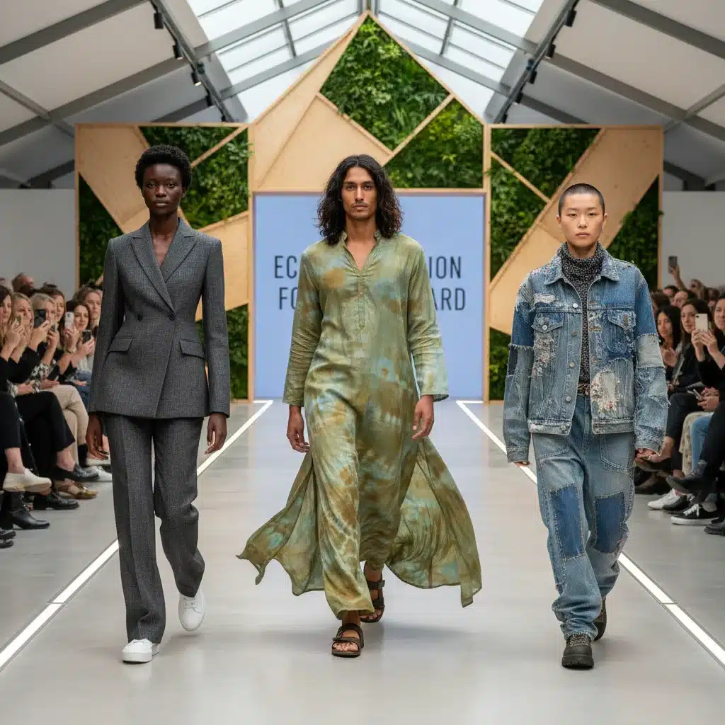 Models showcasing sustainable and eco-friendly fashion on runway