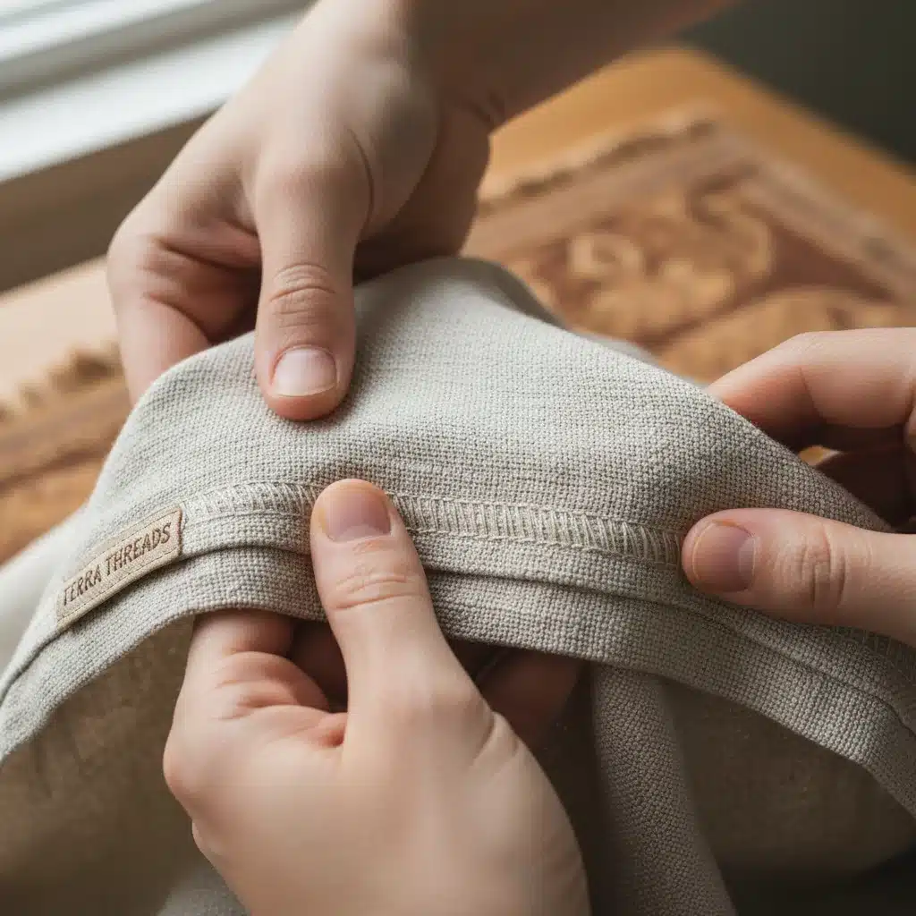Close-up of organic cotton fabric and durable stitching from Terra Threads